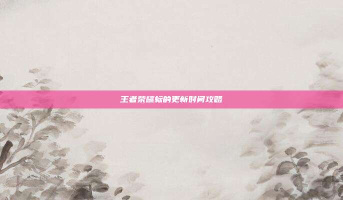王者荣耀标的更新时间攻略