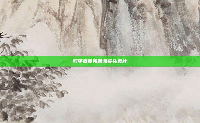 和平精英如何调镜头最佳