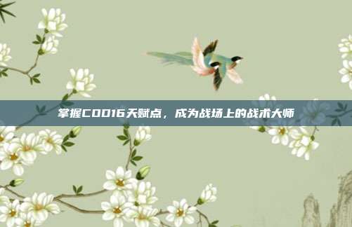 掌握COD16天赋点，成为战场上的战术大师