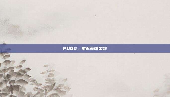 PUBG,重返巅峰之路