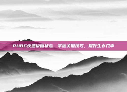 PUBG快速恢复状态,掌握关键技巧,提升生存几率