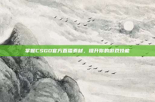 掌握CSGO官方直播素材,提升你的游戏技能