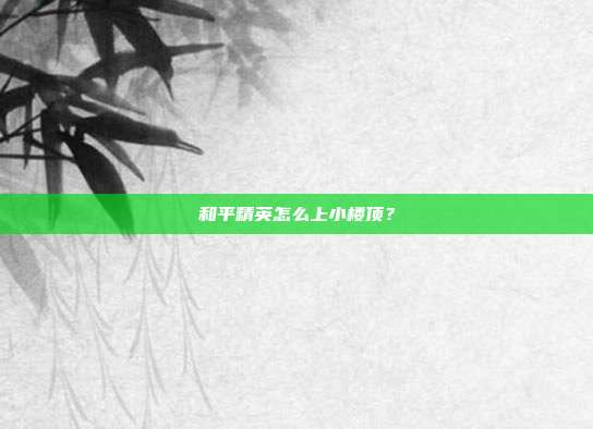 和平精英怎么上小楼顶?