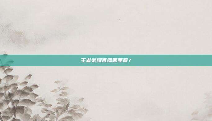 王者荣耀直播哪里看?