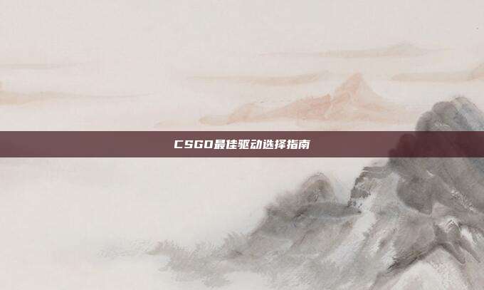 CSGO最佳驱动选择指南