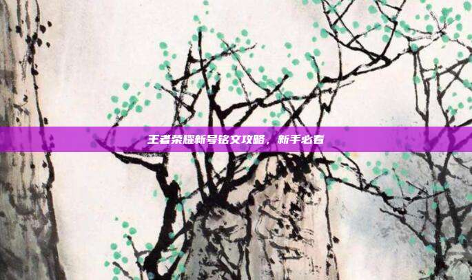 王者荣耀新号铭文攻略,新手必看