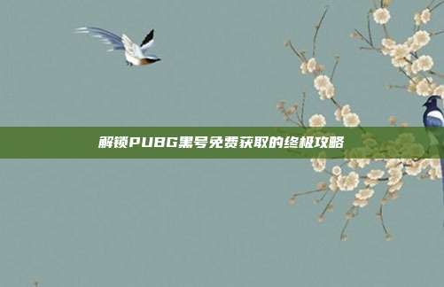 解锁PUBG黑号免费获取的终极攻略