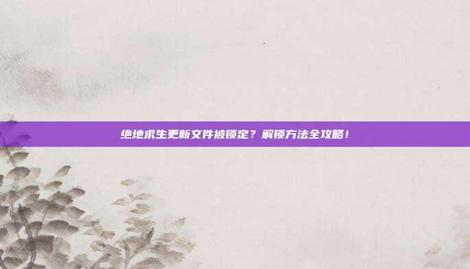 绝地求生更新文件被锁定?解锁方法全攻略!