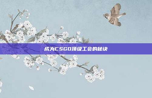 成为CSGO顶级工会的秘诀