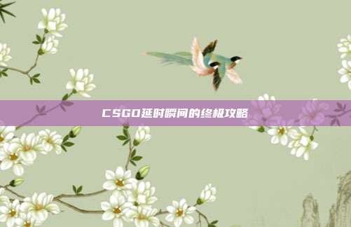 CSGO延时瞬间的终极攻略