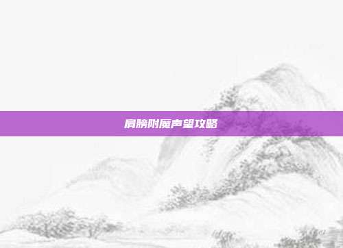 肩膀附魔声望攻略