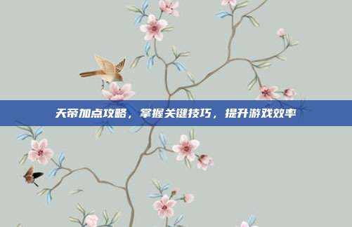 天帝加点攻略,掌握关键技巧,提升游戏效率