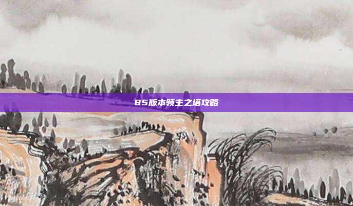 85版本领主之塔攻略