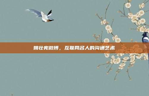 姚壮宪微博,互联网名人的沟通艺术