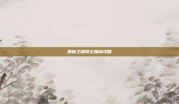 恶魔之魂骑士加点攻略