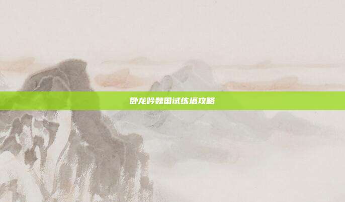 卧龙吟魏国试练塔攻略
