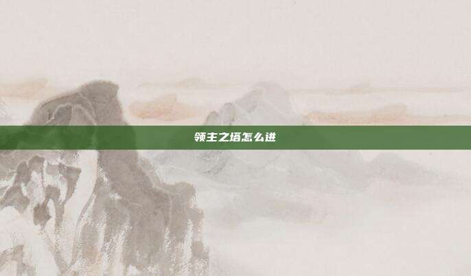 领主之塔怎么进