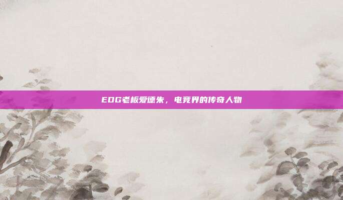 EDG老板爱德朱,电竞界的传奇人物
