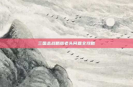 三国志战略版老头问题全攻略