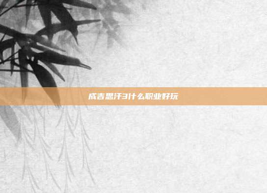 成吉思汗3什么职业好玩