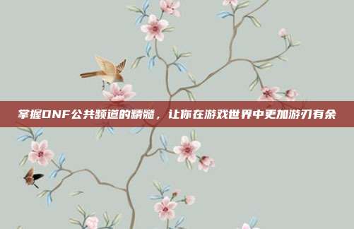 掌握DNF公共频道的精髓,让你在游戏世界中更加游刃有余