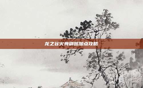 龙之谷火舞刷图加点攻略