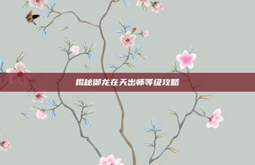 揭秘御龙在天出师等级攻略