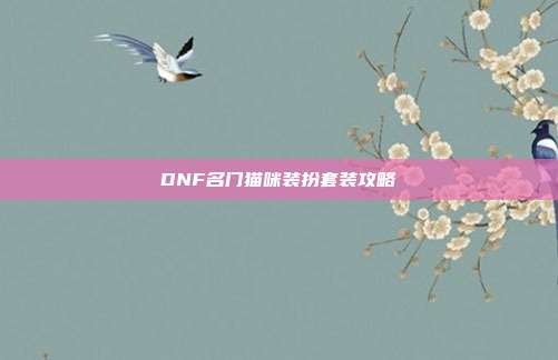 DNF名门猫咪装扮套装攻略