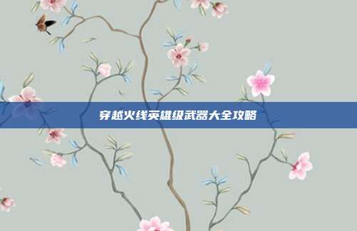 穿越火线英雄级武器大全攻略