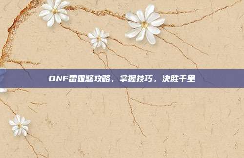 DNF雷霆怒攻略,掌握技巧,决胜千里