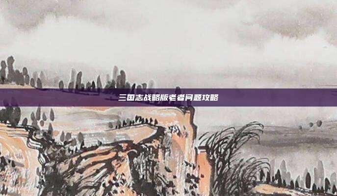 三国志战略版老者问题攻略