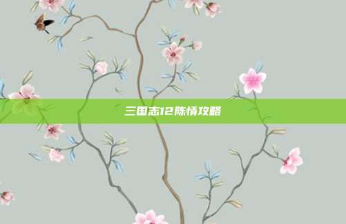 三国志12陈情攻略