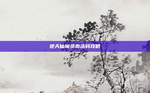 逆天仙魔录激活码攻略