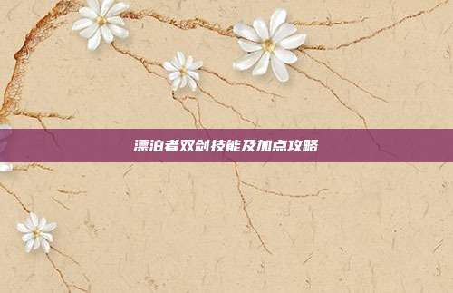 漂泊者双剑技能及加点攻略
