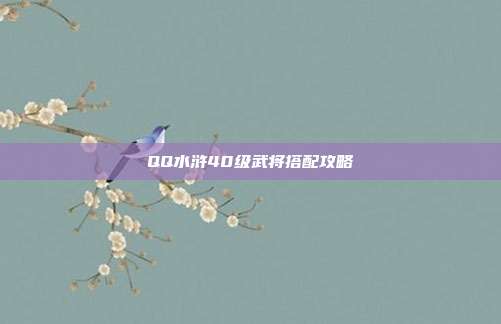 QQ水浒40级武将搭配攻略