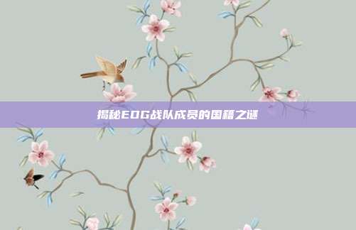 揭秘EDG战队成员的国籍之谜