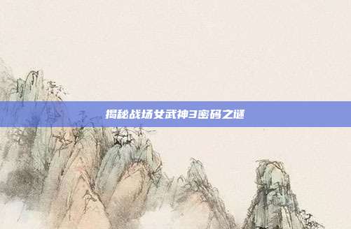 揭秘战场女武神3密码之谜