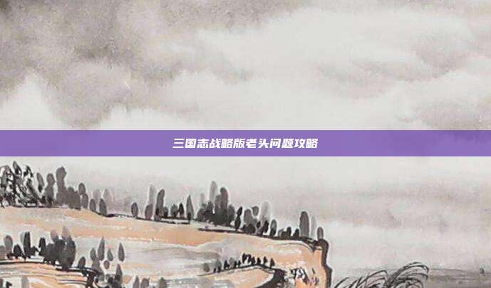 三国志战略版老头问题攻略