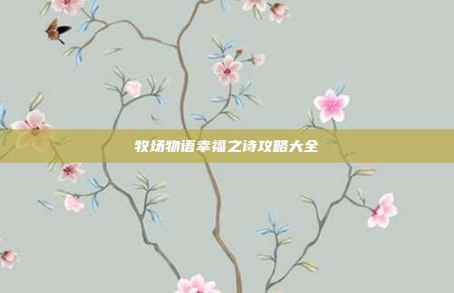 牧场物语幸福之诗攻略大全