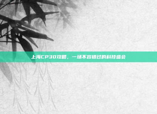 上海CP30攻略,一场不容错过的科技盛会