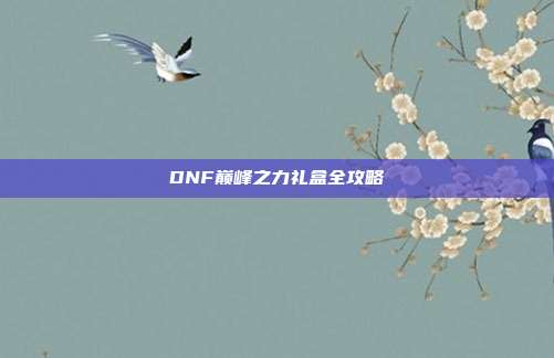 DNF巅峰之力礼盒全攻略