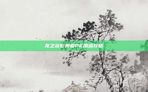 龙之谷影舞者PK加点攻略