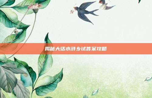 揭秘大话水浒乡试答案攻略