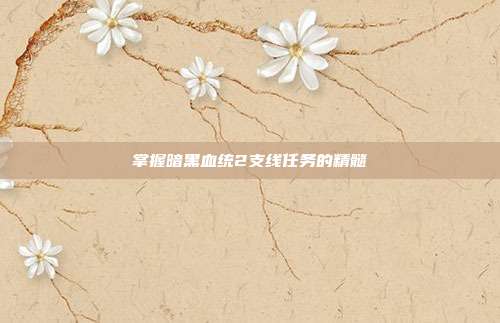 掌握暗黑血统2支线任务的精髓
