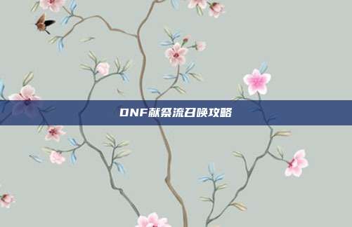 DNF献祭流召唤攻略