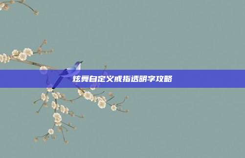 炫舞自定义戒指透明字攻略
