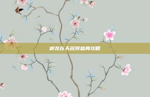 御龙在天名将盛典攻略