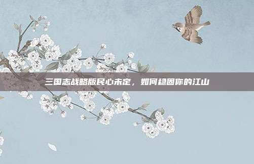 三国志战略版民心未定,如何稳固你的江山