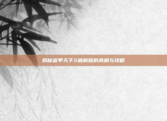 揭秘富甲天下5破解版的真相与攻略