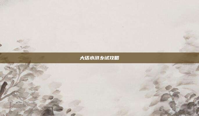 大话水浒乡试攻略